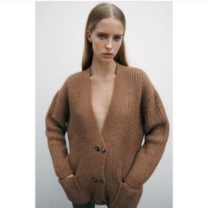 Zara Brown Blogger Favorite Bulky and Chunky Oversized Cardigan